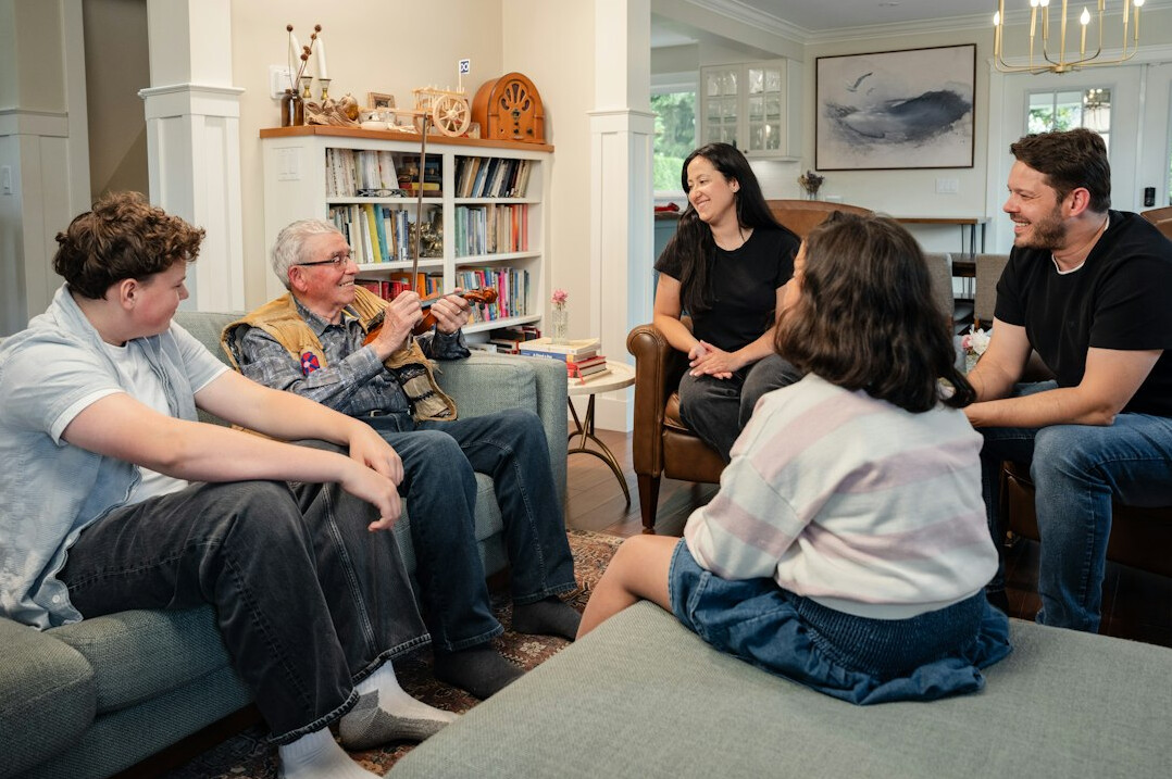 family discussing budget at home