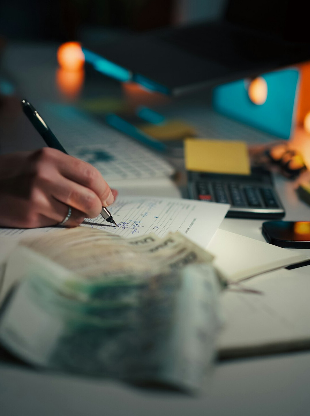 person reviewing budget