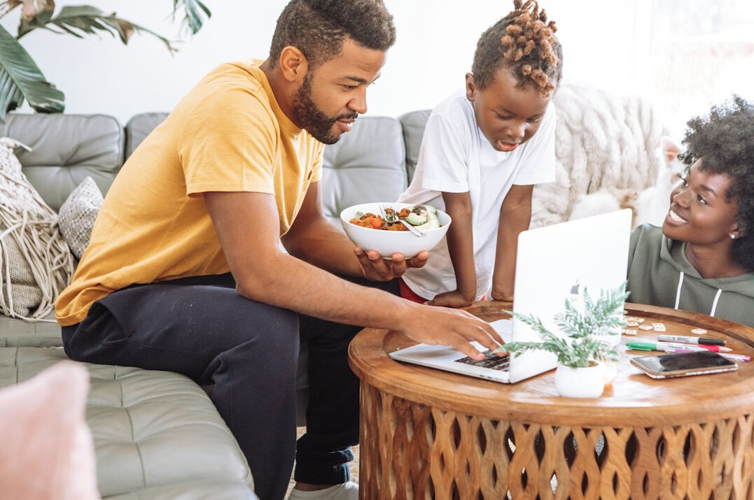 family discussing finances